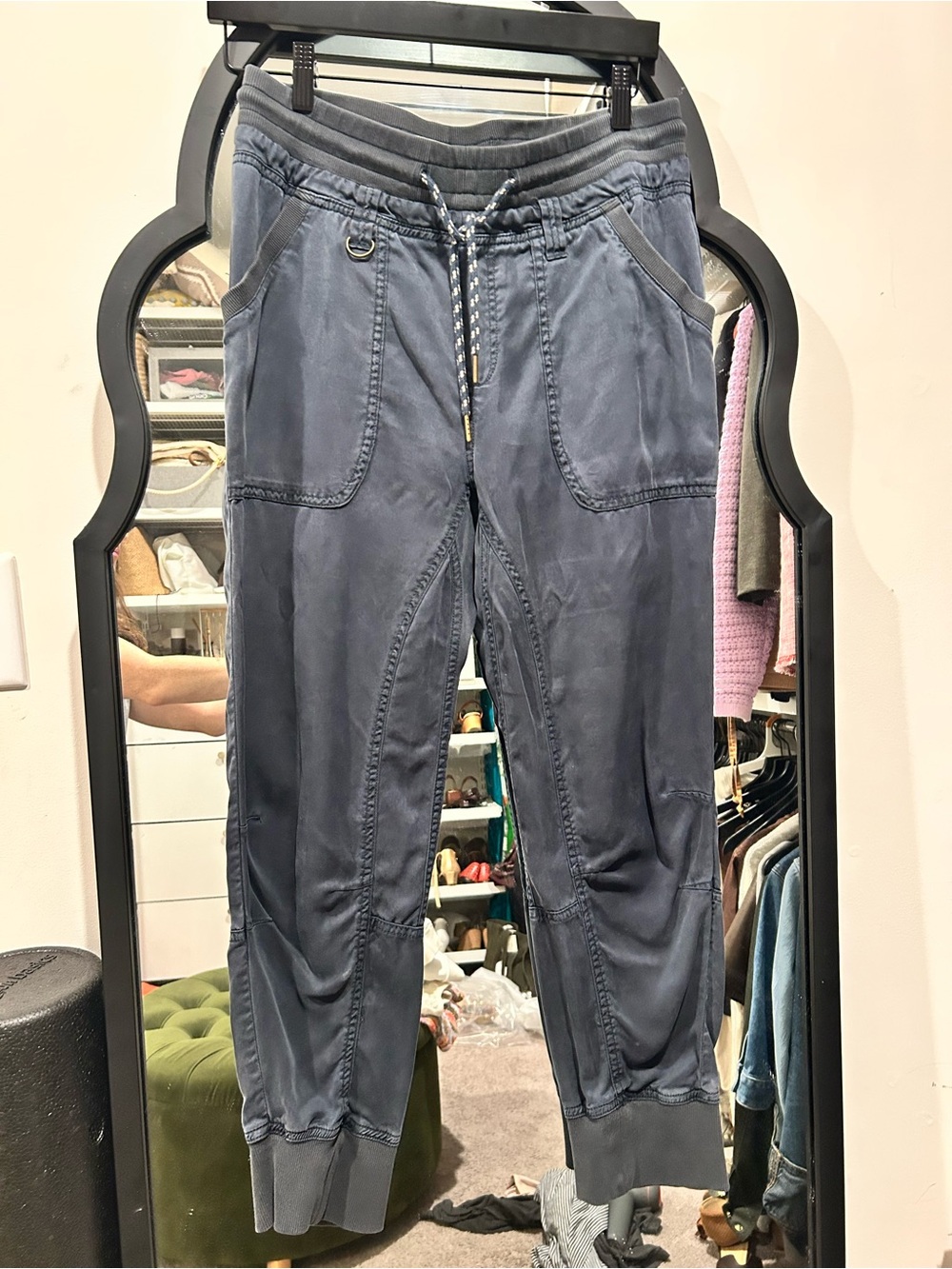 Pilcro Drawstring Jogger Pants in Slate Blue